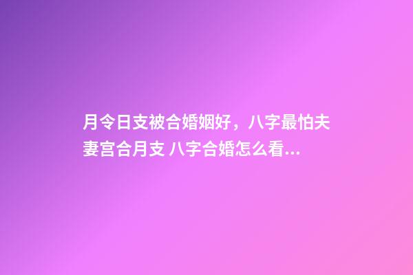 月令日支被合婚姻好，八字最怕夫妻宫合月支 八字合婚怎么看，八字合婚怎么看-第1张-观点-玄机派